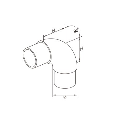 Coude 90° - tube ⌀ 42.4 mm
