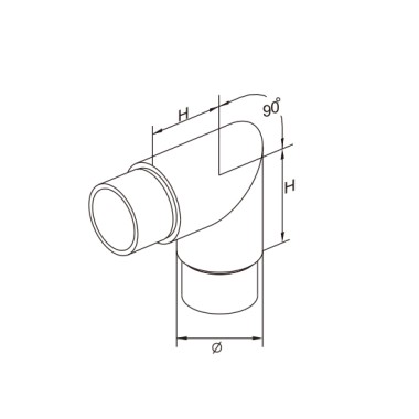 Coude 90° - tube ⌀ 42.4 mm