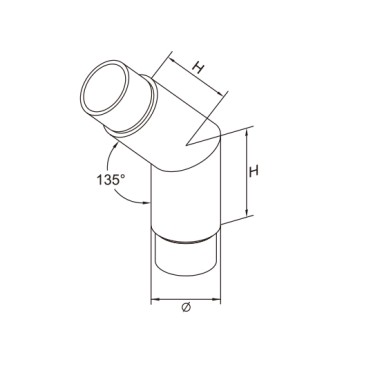Raccord 135° - tube ⌀ 42.4 mm