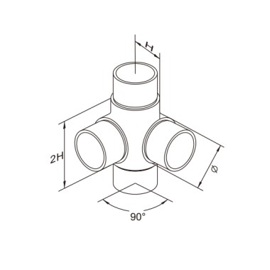 Raccord croix - tube ⌀ 42.4 mm