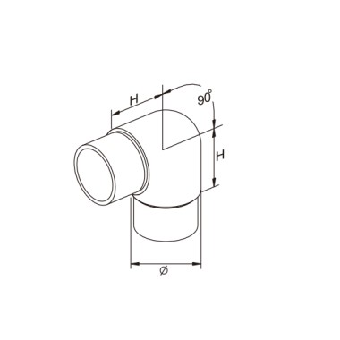 Coude 90° - tube ⌀ 42.4 mm