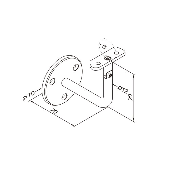 Support De Main Courante Inox V2A – Diamètre 42,4 Mm – Vis M6 Double Filetage, 1 Pièce