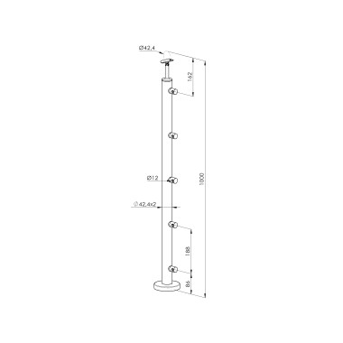 Kit poteau pré-percé ⌀ 42.4 mm