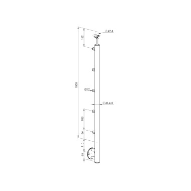 Kit poteau pré-percé ⌀ 42.4 mm