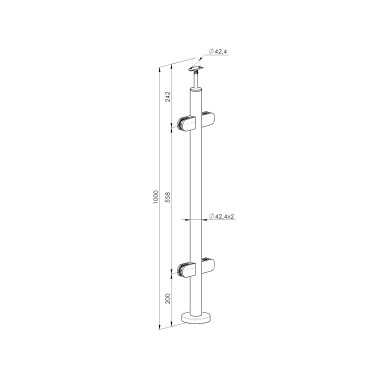 Kit poteau pré-percé ⌀ 42.4 mm