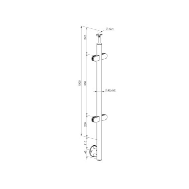 Kit poteau pré-percé ⌀ 42.4 mm